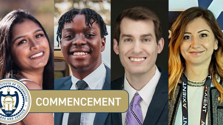 Four commencement speakers: Daivi Patel, Enyinda Boms, Nicholas Ohl, and Ruxandra Duca