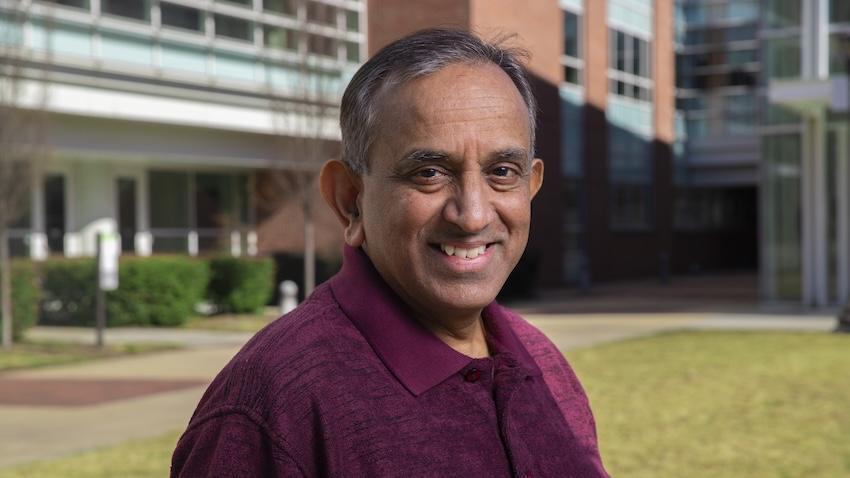 Kishore Ramachandran outside the Klaus building