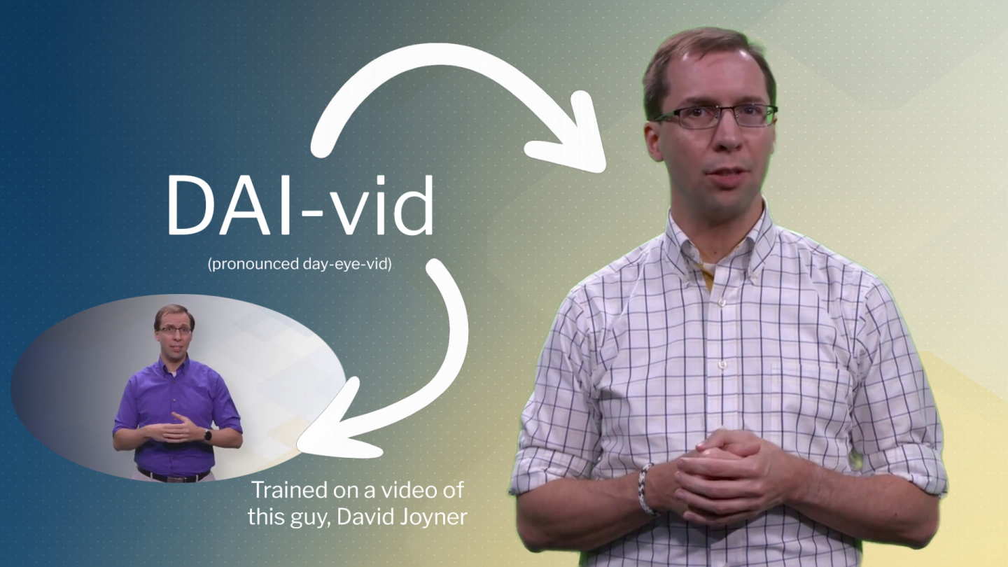 David Joyner side by side with his AI avatar